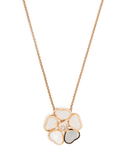 Chopard 18kt Rose Gold Happy Hearts Flower Diamond Necklace