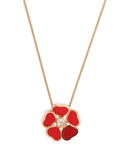 Chopard Women's Happy Diamonds Happy Hearts 18k Rose Gold, Diamond & Red Stone Pendant Necklace