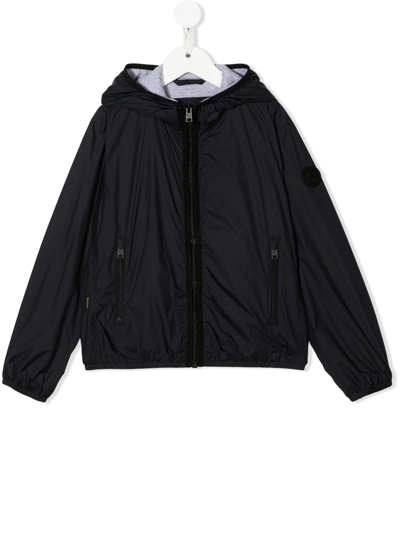 Woolrich Kids' Hooded Zip-up Bomber Jacket In Navy