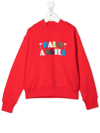 Palm Angels Logo Printed Cotton Sweatshirt In Red