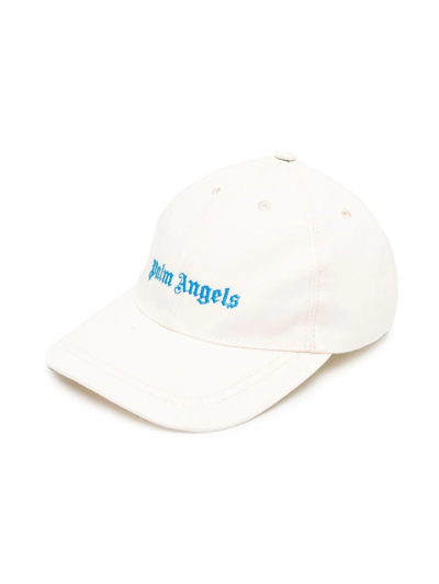 Palm Angels Logo Cotton Gabardine Baseball Cap In White