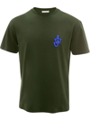 Jw Anderson Crewneck Anchor Patch Cotton Jersey T-shirt In Green