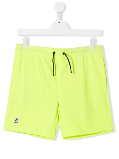 K-way Teen Logo Patch Shorts In Green