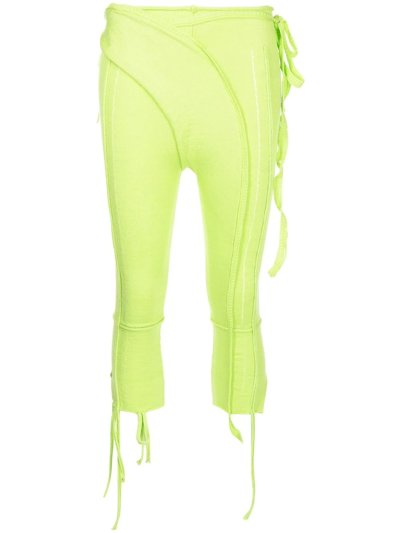 Ottolinger Cropped Panelled-design Trousers In Neon Green
