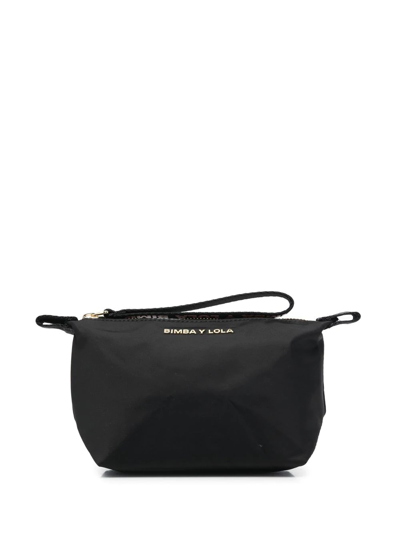 Bimba Y Lola Logo-plaque Make Up Bag In Black