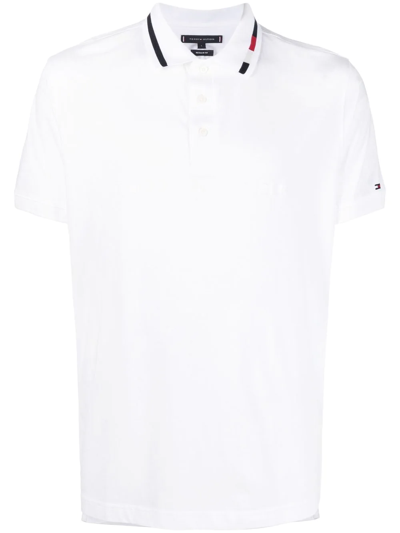 Tommy Hilfiger Logo-print Cotton Polo Shirt In White