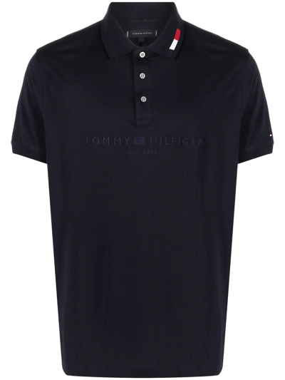 Tommy Hilfiger Logo-print Cotton Polo Shirt In Blue
