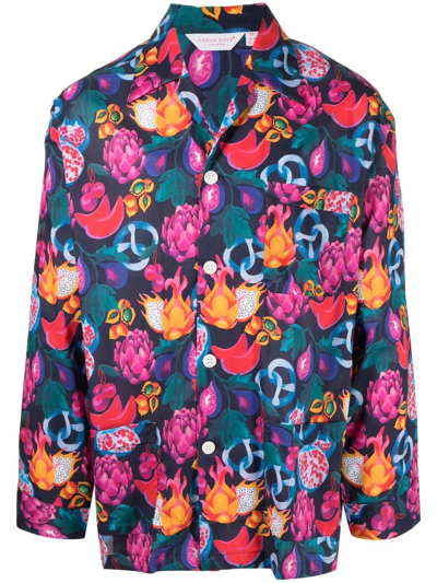 Derek Rose Graphic-print Pajama Top In Purple