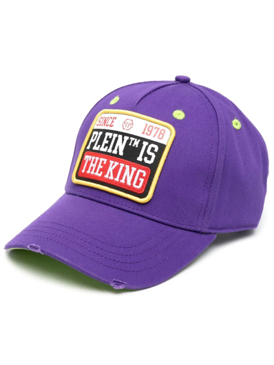 Philipp Plein Logo-patch Distressed Cap In Purple