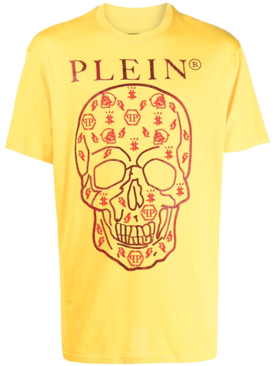 Philipp Plein Skull-print Detail T-shirt In Yellow