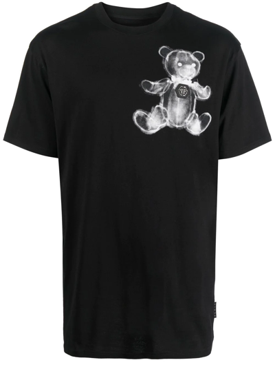 Philipp Plein Black Teddy Print Short-sleeve T-shirt In Nero