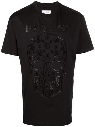 Philipp Plein Embellished Logo-print Detail T-shirt In Black