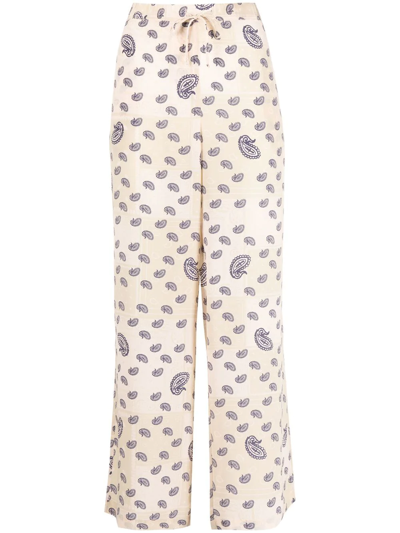 Etre Cecile Pantalon Fluide Paisley En Soie In Pearl Paisley