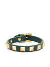 Valentino Green Leather Rockstud Bracelet In Green