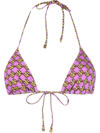 Tory Burch Printed Halterneck Triangle Bikini In Purple