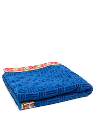 Etro Monogram-pattern Contrast-trim Beach Towel In Blue