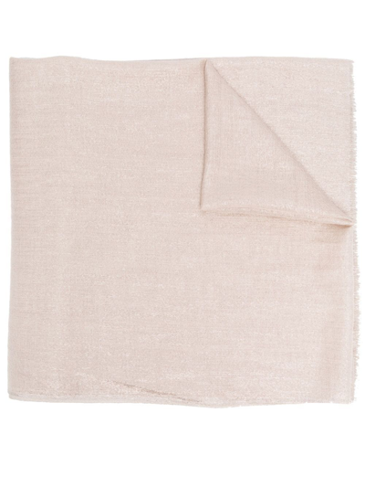 Brunello Cucinelli Shimmer Fringed Scarf In Beige