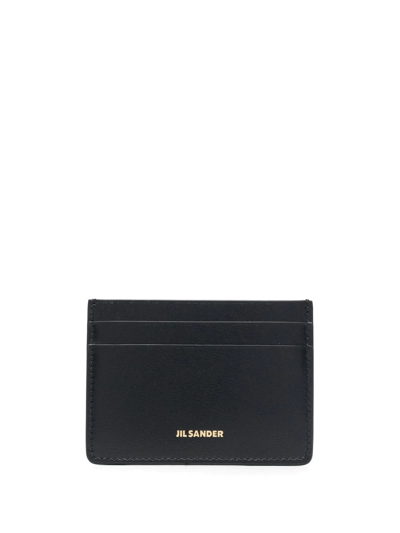 Jil Sander Logo-lettering Leather Cardholder In Black