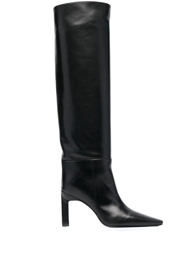 Attico Leather Knee-length Boots In Black