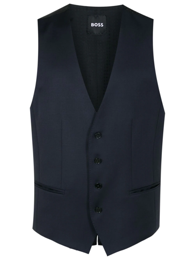Hugo Boss Button-down Tailored Waistcoat In Black