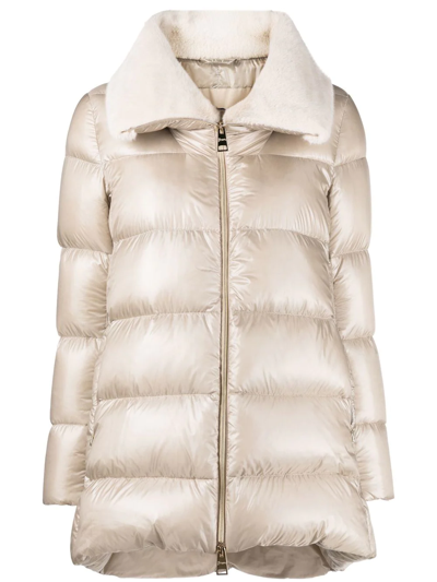 Herno Ashape Pearl Grey Nylon Puffer In Beige