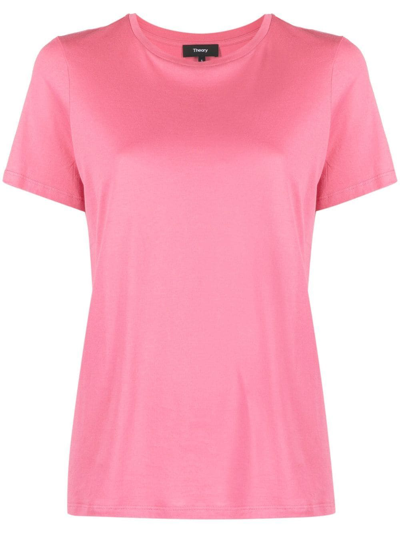 Theory Short Sleeve Cotton T-shirt In Carnation