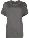 Brunello Cucinelli Round-neck Short-sleeve T-shirt In Grey