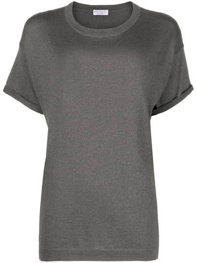 Brunello Cucinelli Round-neck Short-sleeve T-shirt In Grey