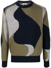 HERNO ABSTRACT-PATTERN KNITTED CREW-NECK JUMPER