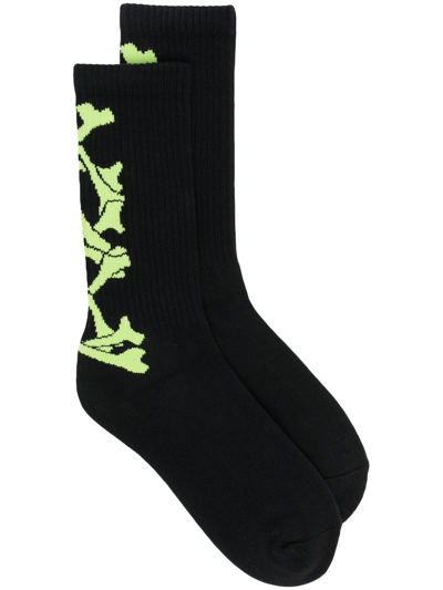 Amiri Skeleton-print Socks In Black