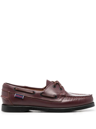 Sebago Lace-up Round Toe Loafers In Red