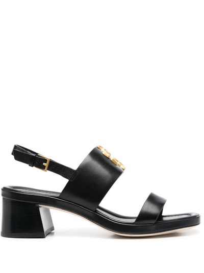 Tory Burch Eleanor Two-band Medallion Slingback Sandals In Black