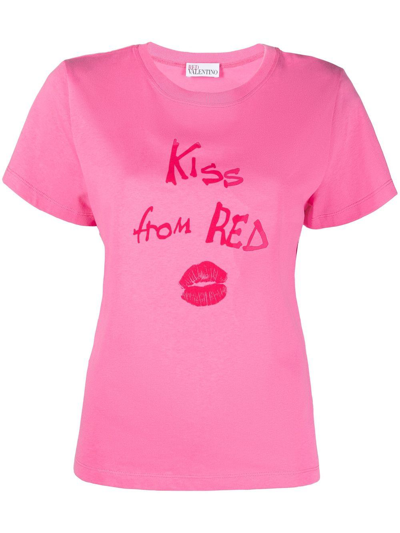 Red Valentino Redvalentino Kiss From Red Printed Crewneck T In Pink