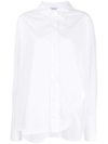 Attico Diana Oversize Split Hem Cotton Button-up Shirt In White