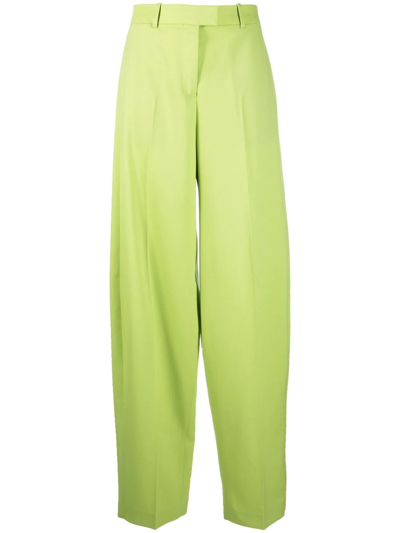 Attico Jagger Wool Gabardine Tapered Pants In Green