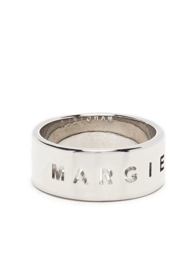 Mm6 Maison Margiela Cut Out-logo Band Ring In Silver_color