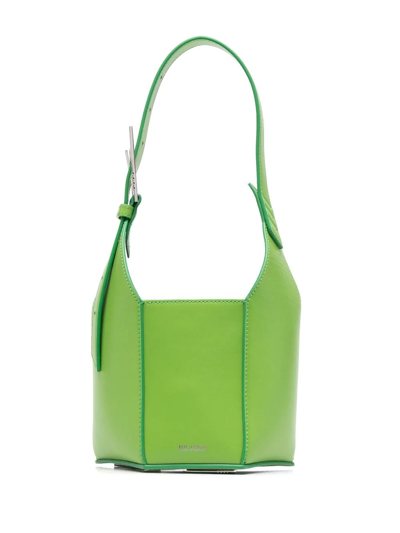 Attico Logo-detail Leather Tote Bag In Green