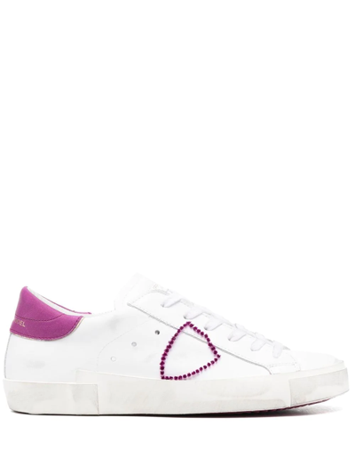 Philippe Model Paris Distressed Lace-up Trainers In White