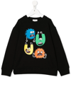 Stella Mccartney Kids Black Sweatshirt With Multicolored Graphic Print In Black