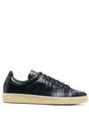 Tom Ford Textured Crocodile Pattern Sneakers With Rubber Sole In Blue