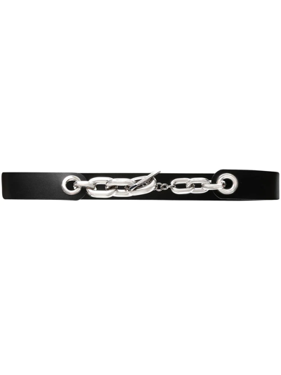 Rabanne Logo Chain-link Belt In Black
