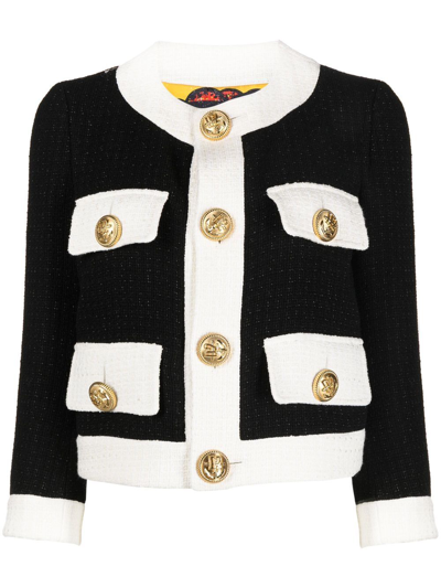 Dsquared2 Two Tone Tweed Boxy Jacket In Black