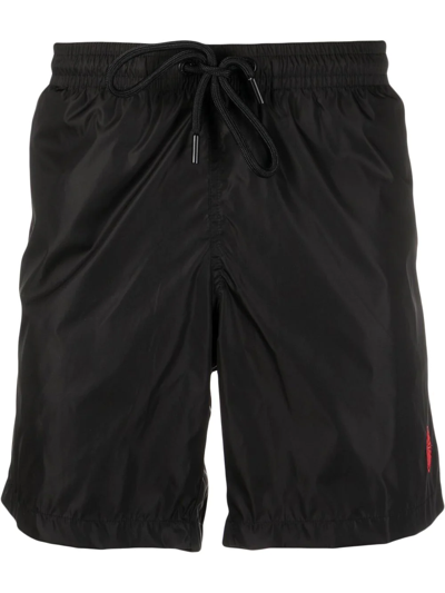 Moncler X Marvel Black Spider-man Patch Swim Shorts In 999 Black