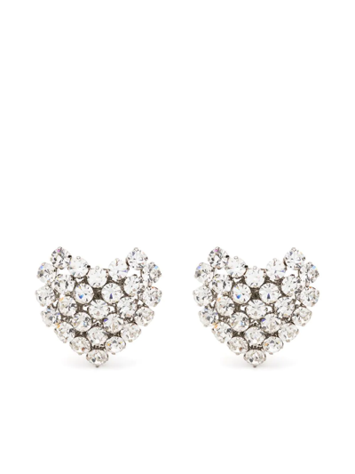 Alessandra Rich Oversized Silver-tone Crystal Clip Earrings