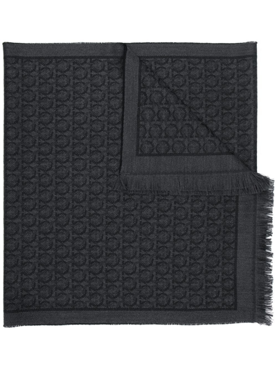 Ferragamo Sr The Gancini Wool Scarf In Black