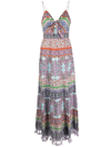 ALICE AND OLIVIA FLOWER PRINT LONG DRESS