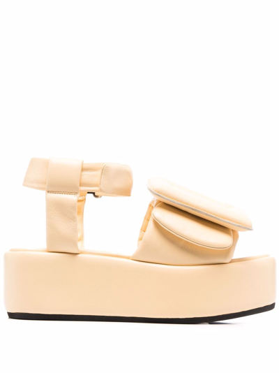 Boyy Puffy Platform Leather Sandals In Beige