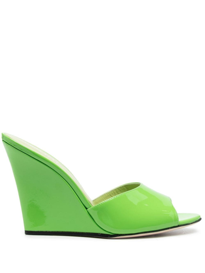 Paris Texas Wanda Patent Leather Wedge Sandals In Green