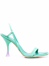 3juin Light Blue Gros Grain Leather Capri Sandal In Green