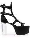 RICK OWENS LEATHER GLADIATOR HEEL SANDAL